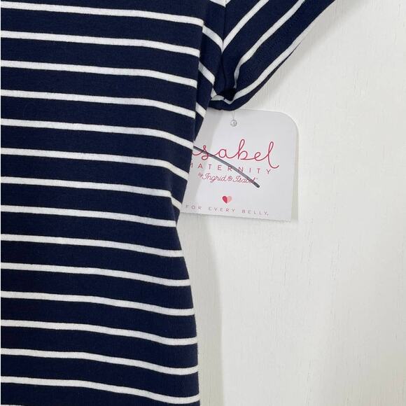 NEW Isabel Maternity XS Short Sleeve Striped T-Shirt Navy Maternity Dress Knee - Picture 8 of 10
